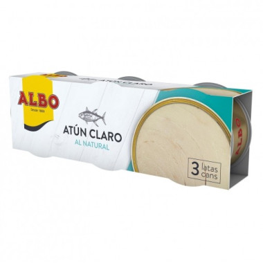 Atún claro al natural "Albo" Pack de 3 latas (3 x 92gr)