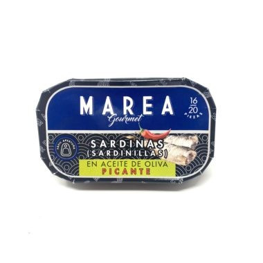 Sardinillas en aceite de oliva picante "Marea Gourmet" 16/20 piezas 115gr
