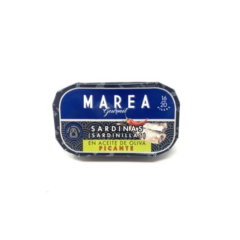 Sardinillas en aceite de oliva picante "Marea Gourmet" 16/20 piezas 115gr