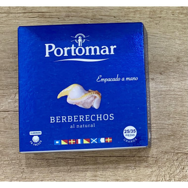 Berberechos al natural "Portomar" Empacados a mano, 25/35 piezas 63gr
