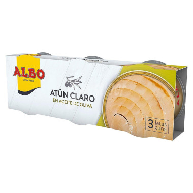 Atún claro en aceite de oliva "Albo" Pack de 3 latas ( 3 x 92gr)