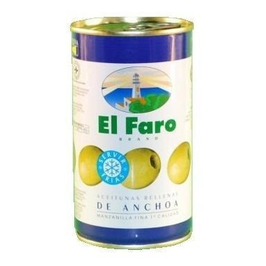 Aceitunas rellenas de anchoa "El Faro" gigantes 150 gr